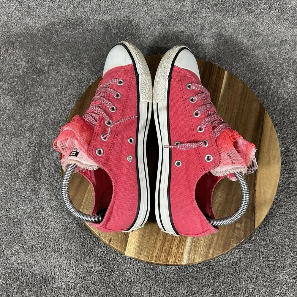 Converse All Star 640511F Junior Size 6 Hot Pink Tulle Double Tongue Shoes Used